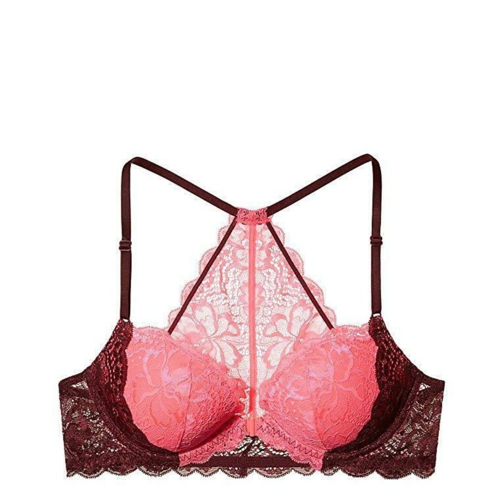PINK Date Racerback Bright Neon Lace Hot Maroon